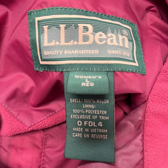 Vintage LL BEAN Pink Hooded Rain Jacket Sz‎ L Fleece Lined Travel Packable - Picture 5 of 15